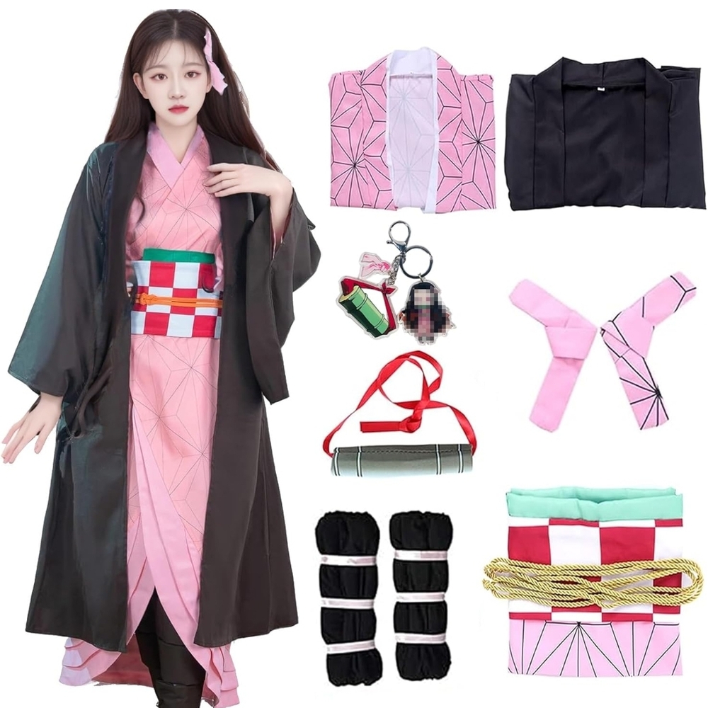 Kids Pink and Black Kimono Costume Set